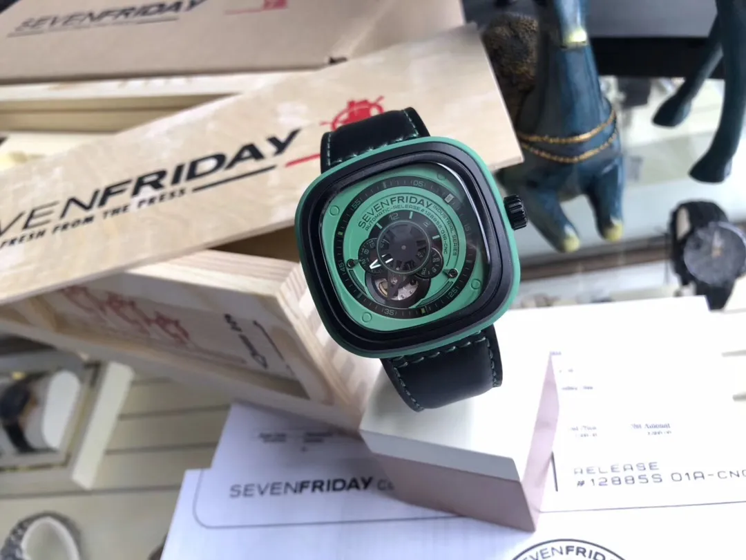 【Authentic Tmall】💰1640! Sevenfriday's latest P series automatic mechanical men's watch, model SF-P2. 44.3mmX49.7mm diameter, industrial style, super cool, three separated hands, with calendar! Each one is individually numbered! With NFC anti-counterfeiting technology!